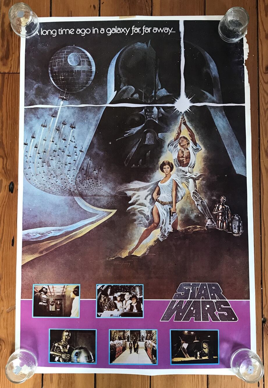 Vintage 1970s Star Wars A New Hope Tom Jung Fan Club Movie Poster Print 35"